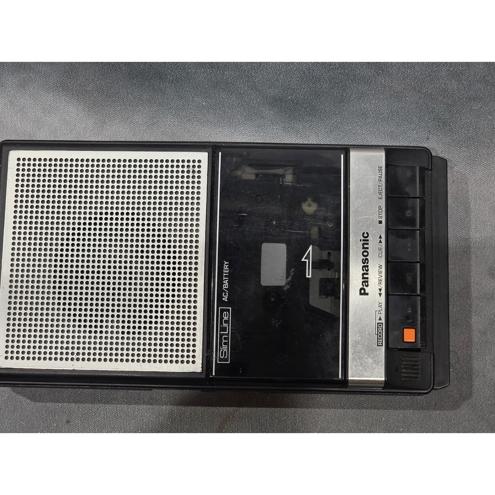 Panasonic SlimLine Cassette Recorder Portable Player Black Silver Vintage